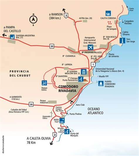 Comodoro Rivadavia Region Tourist Map - Comodoro Rivadavia Argentina ...