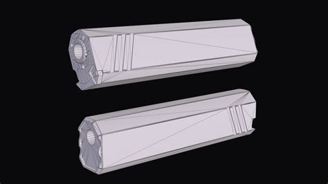 3D Model SilencerCo Osprey 9 9x19mm Suppressor VR AR Low Poly