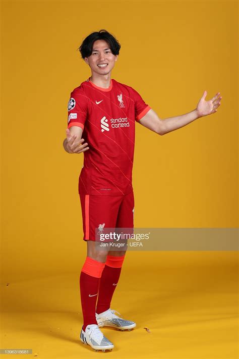 Takumi Minamino Of Liverpool Poses During The UEFA Champions League