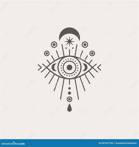 Mystical Eye And Moon Icon In A Trending Minimal Linear Style Vector