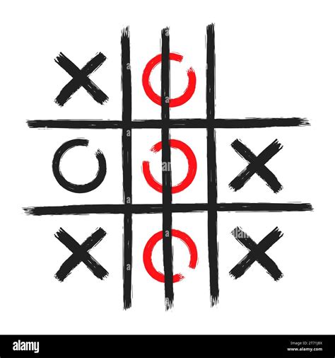 Tic Tac Toe Xo Game Hand Drawn Grid Doodle Template Vector Illustration