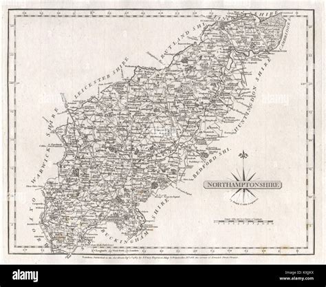 Antique County Map Of Northamptonshire By John Cary 1787 Old Chart