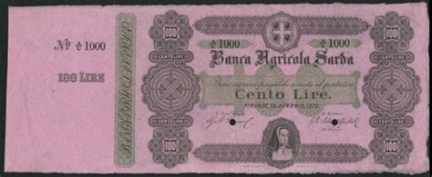 Banca Agricola Sarda Specimen Lire January Serial