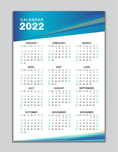 Wall Calendar 2022 Template Desk Calendar 2022 Design Week Start