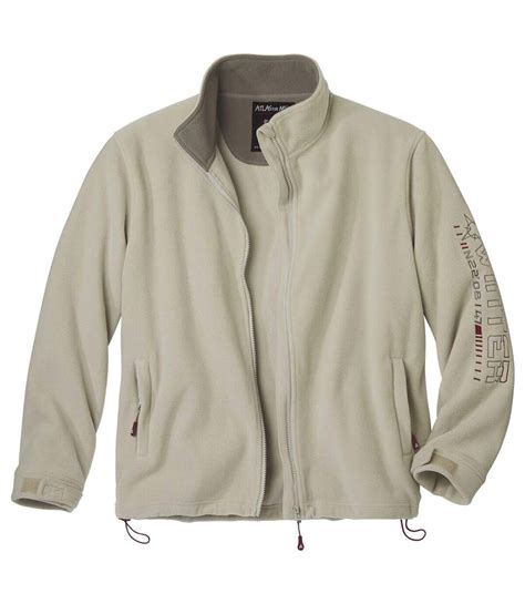 Men's Beige Full Zip Fleece Winter Jacket | Atlas For Men