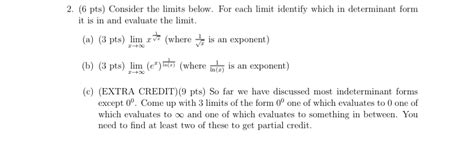 Solved 6 ﻿pts ﻿consider The Limits Below For Each Limit