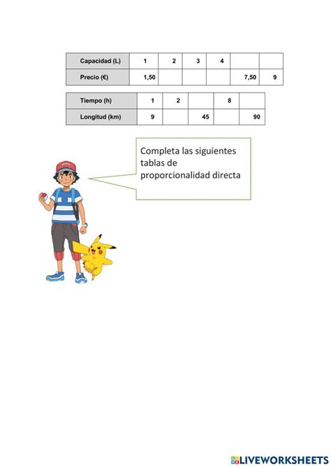 Proporcionalidad Directa Activity For Sexto De Primaria Live Worksheets