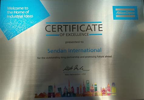 Excellence Award Sendan International Company