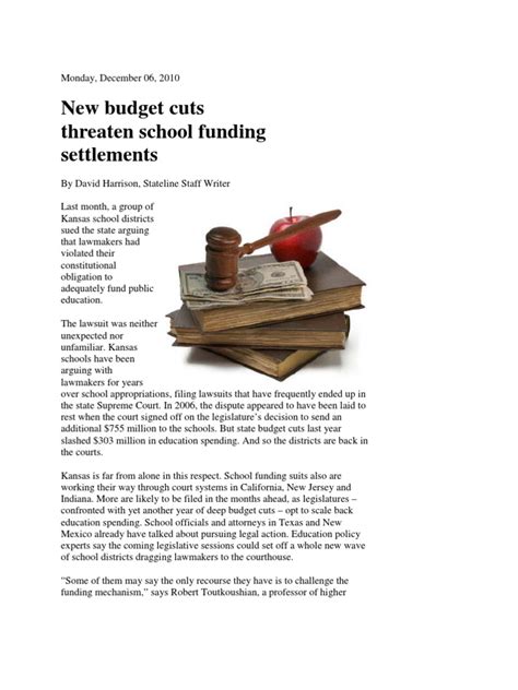 New Budget Cuts Threaten Sch Fndg Settlemts Stateline Top Story Pdf