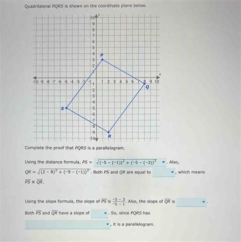 Quadrilateral Pqrs Is Shown On The Coordinate Plane Below Complete The