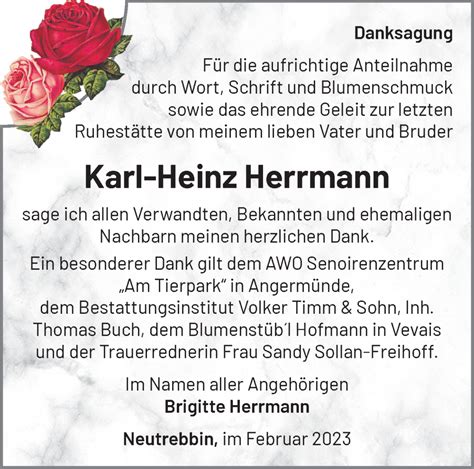 Traueranzeigen Von Karl Heinz Herrmann M Rkische Onlinezeitung