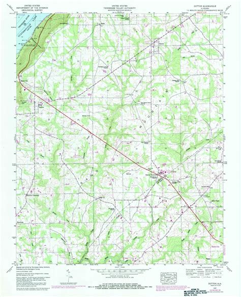 Classic USGS Dutton Alabama 7.5'x7.5' Topo Map – MyTopo Map Store