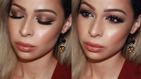 Date Night Brown Smokey Eye And Nude Lips Full Face Makeup Tutorial