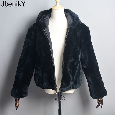 Hot Sale Winter Brand Women Real Rex Rabbit Fur Hooded Coat Thick