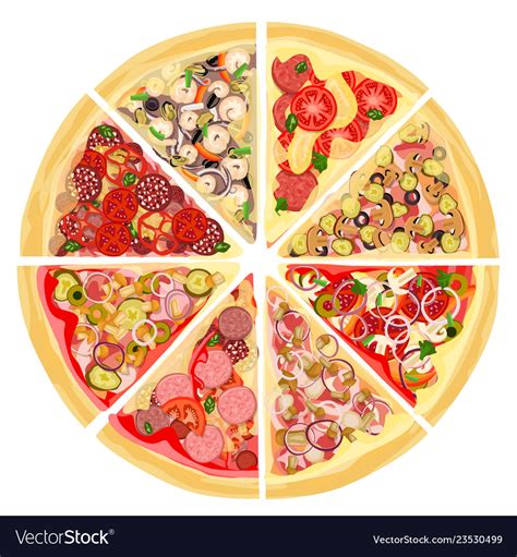 A Set Of Slices Of Variety Of Pizza Royalty Free Vector