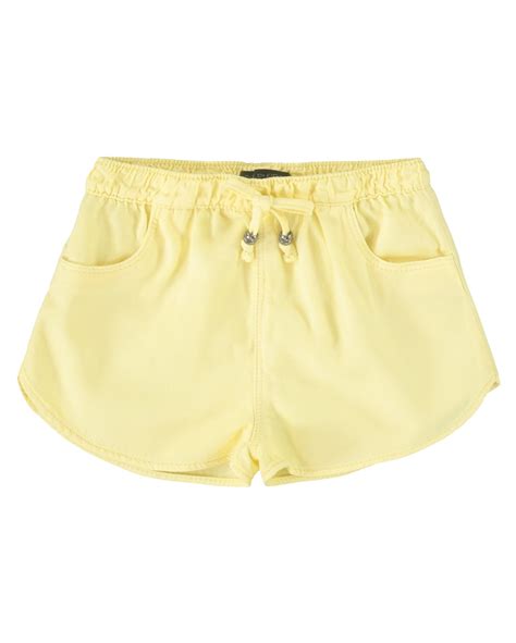 Riachuelo Short Jeans Color Infantil Cós Elástico Amarração Amarelo