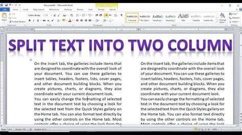 How To Split Text Into Two Columns In Word Two Columns In Single