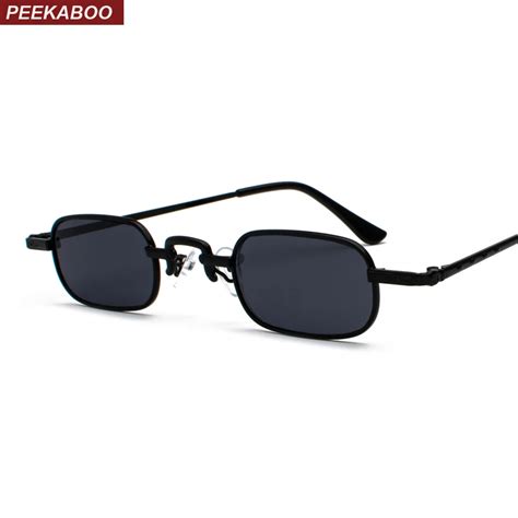 Peekaboo Small Narrow Rectangle Sunglasses Men Retro Clear Lens