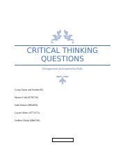 Reflection Q Docx Critical Thinking Questions Management And