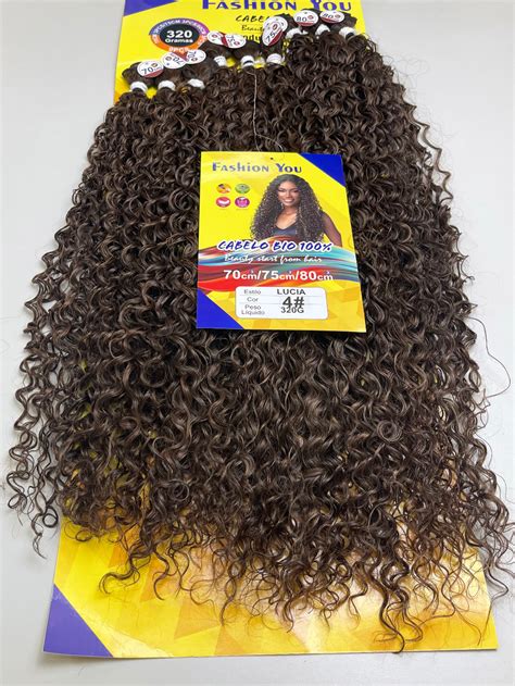 Cabelo Orgânico Cacheado Bio Fibra 320g 80cm 9 Telas Fio sem brilho