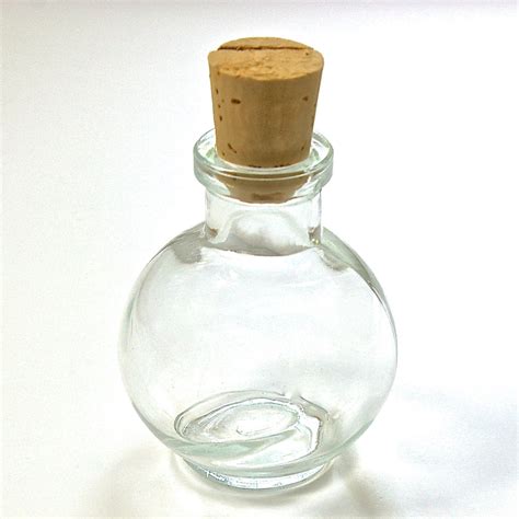 6 Small Round Glass Bottles With Corks 3 4 Ounce 100ML