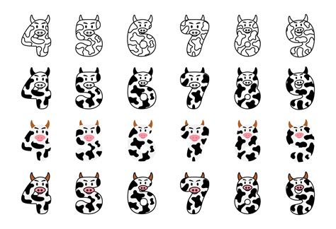 Cow alphabet in cartoon style 22818309 Vector Art at Vecteezy