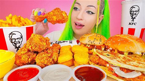 Asmr Mukbang Eating Kfc Fried Chicken Burger Cheese Fries Nuggets