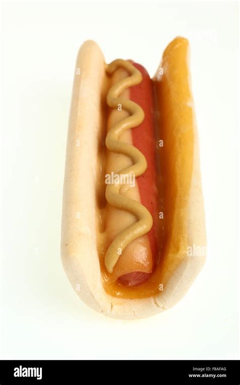 Hot Dog with Mustard Stock Photo - Alamy