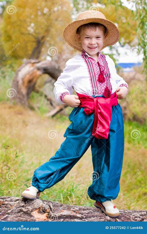 Cute Child In Traditional Eastern European Clothes Stock Photography