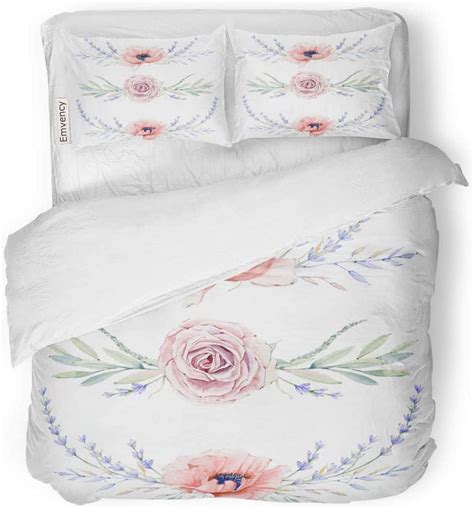 Kxmdxa 3 Piece Bedding Set Watercolor Vintage Floral Spring Summer