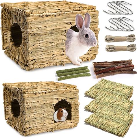 Bunny Grass House Hand Made Edible Natural Grass Hideaway Comfortable Playhouse For Rabbits