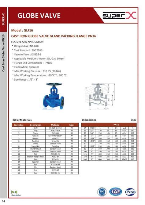 Cast Iron Globe Valve Gland Packing Flange Pn