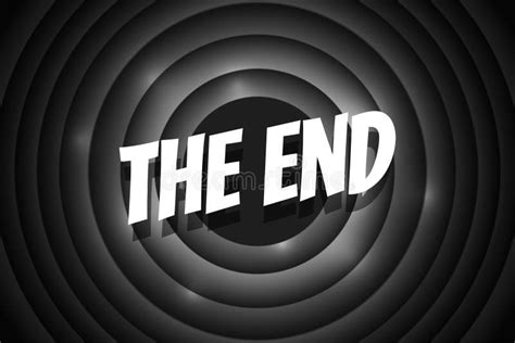 The End Comic Style Text On Black Circle Retro Cinema Screen White