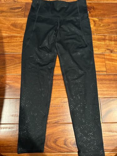 New Ladies Champion Capri Pants Leggings Active Gym Black Splatter