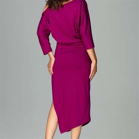 Purple Cold Shoulder Pencil Dress