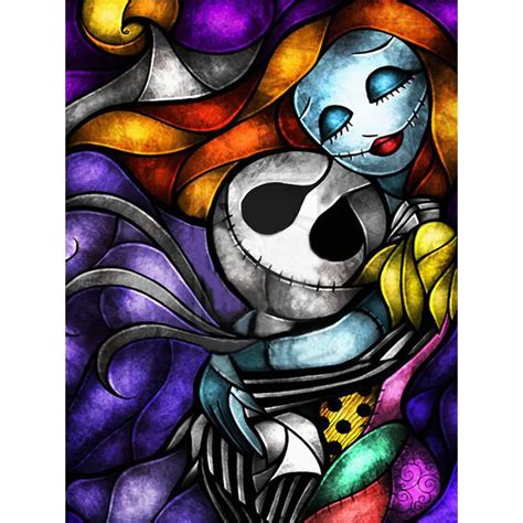 Window Flowers Jack And Sally Canvas Full Round Or Square Drill