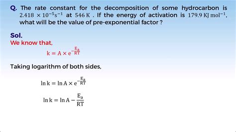 12c04 4 Psv 1 Calculation Of Pre Exponential Factor Youtube