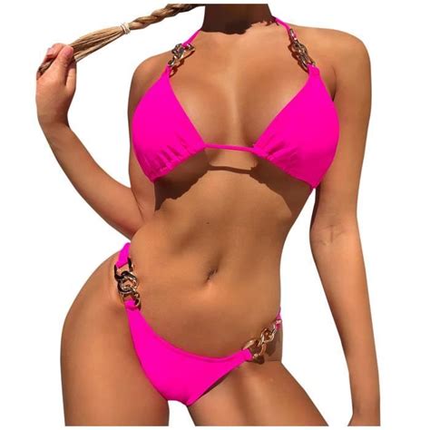 Maillot De Bain Fendu Bikini Sexy Cha Ne Taille Haute Pour Femme Avec