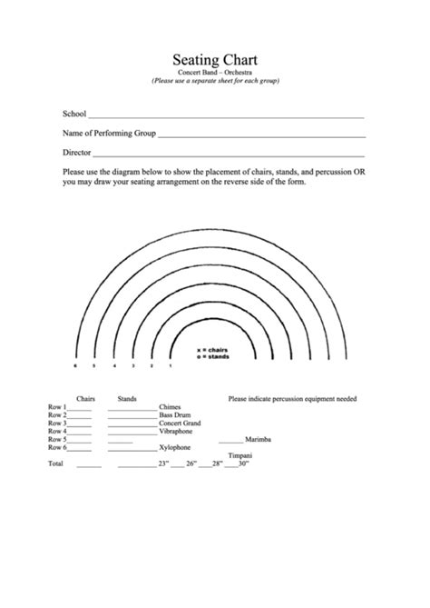 Seating Chart: Concert Band - Orchestra printable pdf download