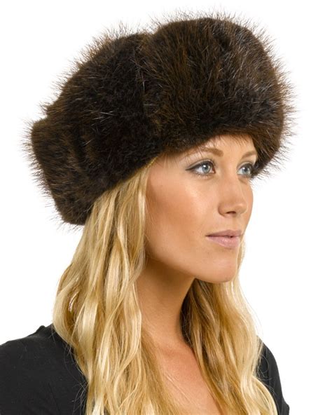 Womens Beaver Fur And Suede Russian Officer Hat