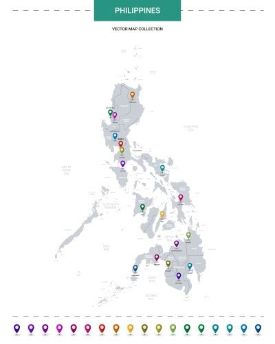 Philippines Map And Landmarks With People Vector Image