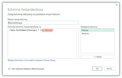Jak Zmieni Numer Miesi Ca Na Jego Nazw W Power Query Te Po