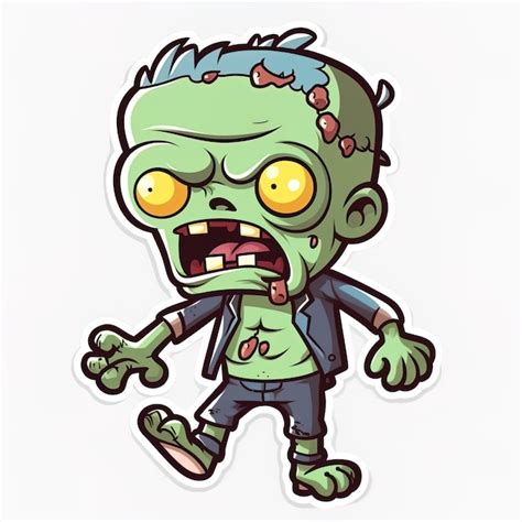 Un Dibujo Animado De Un Zombie Con Una Cara Espeluznante Foto Premium