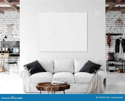 Frame Mockup Living Room Interior Wall Mockup Wall Art 3d Rendering