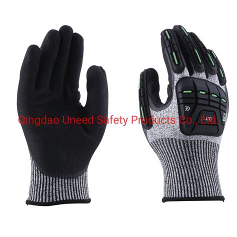 OEM Hppe PU Coating TPR Anti Impact Cut Resistant Industrial Gloves