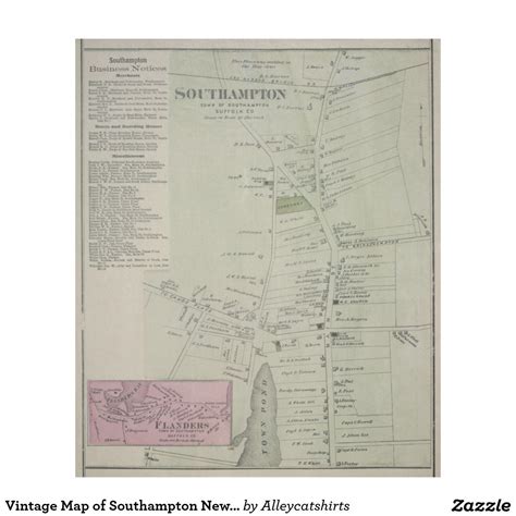 Vintage Map of Southampton New York (1873) Fleece Blanket Vintage Map ...