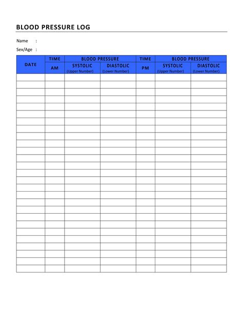 30+ Printable Blood Pressure Log Templates - Template Lab