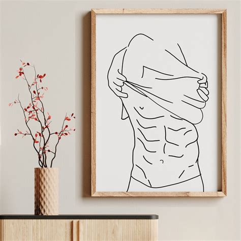 Abstract Naked Male Body Line Art Nude Sexy Man Art Print Etsy