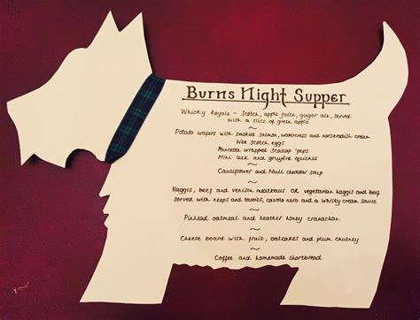 Burns Night Menu Burns Night Menu Burns Day Robert Burns Day