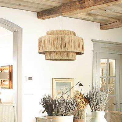 Mistana Lustre tambour 3 lumières avec détails en fer forgé Frese et